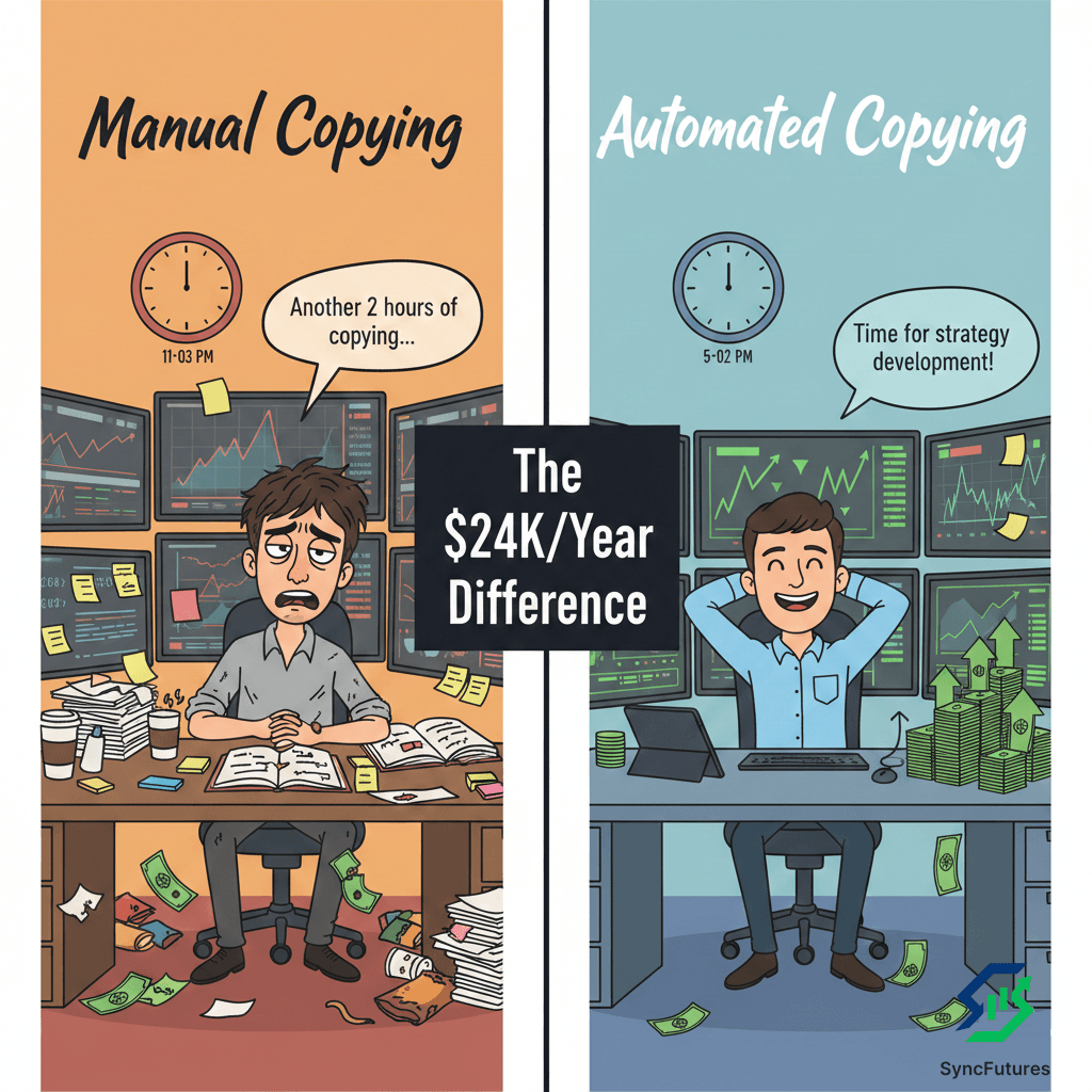 The Hidden Cost of Manual Trade Copying: How Prop Traders Lose $24K+ Per Year